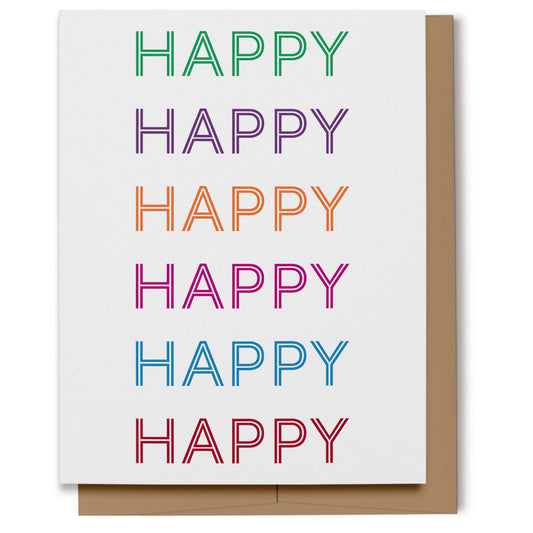 Colorful, happy card for a birthday or other happy celebration.