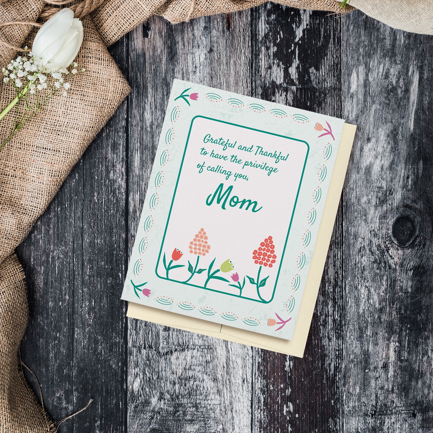 SKU: MOM2022A Grateful Flowers Happy Mother's Day Card, Ecofriendly, Recycled Paper & Envelope